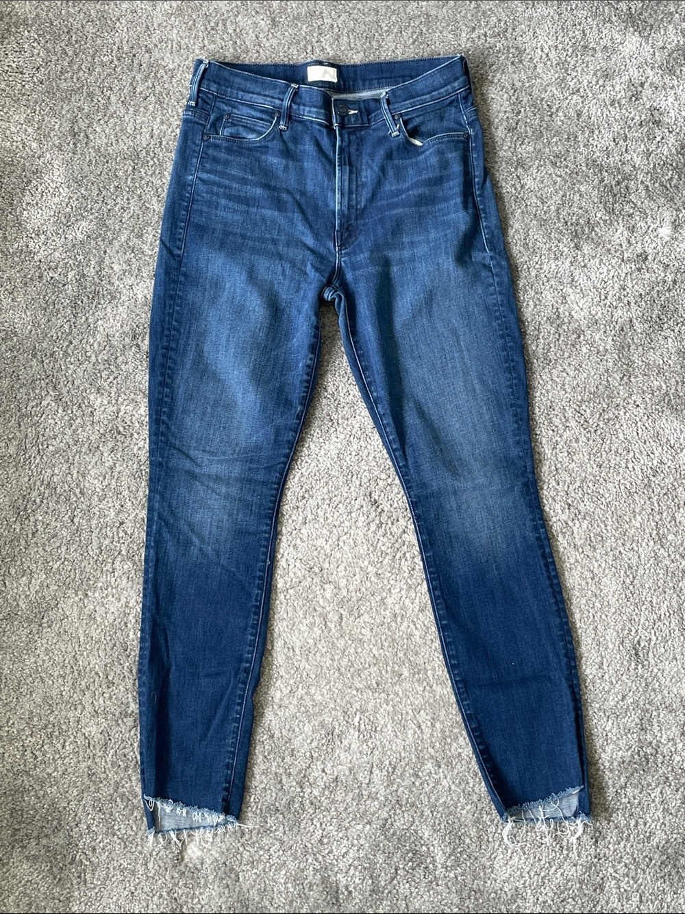 EC MOTHER The Stunner Zip Ankle Step Fray - Dark Wash - Size 29